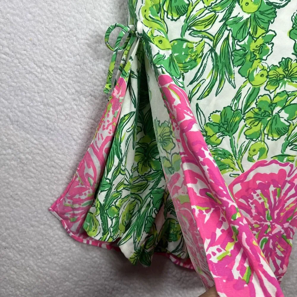 (T6) Lilly Pulitzer Pearl Romper Flamingle Engineered Flamingos Floral,Sz 4 - Picture 13 of 16